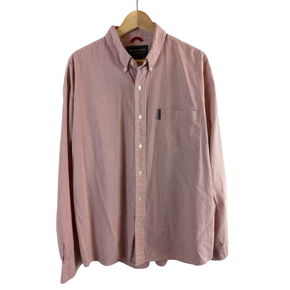 Abercrombie & Fitch Button Down Shirt Men XL Red Striped Vintage Cotton